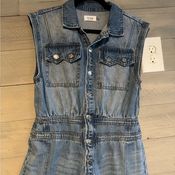 Bluivy Sleeveless Wide-Leg Blue Overalls - Picture 6 of 13